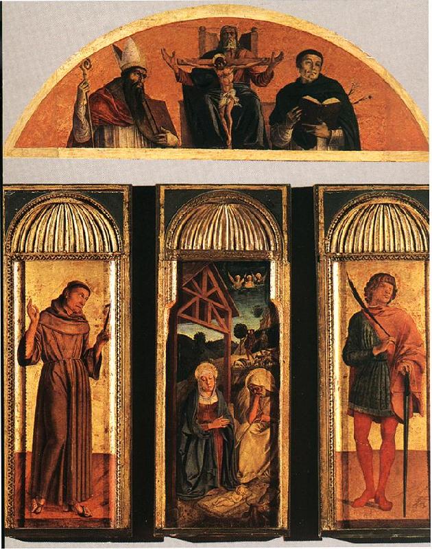 BELLINI, Giovanni Nativity Triptych France oil painting art